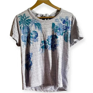 Lucky Brand Blue Floral Tie Back T shirt